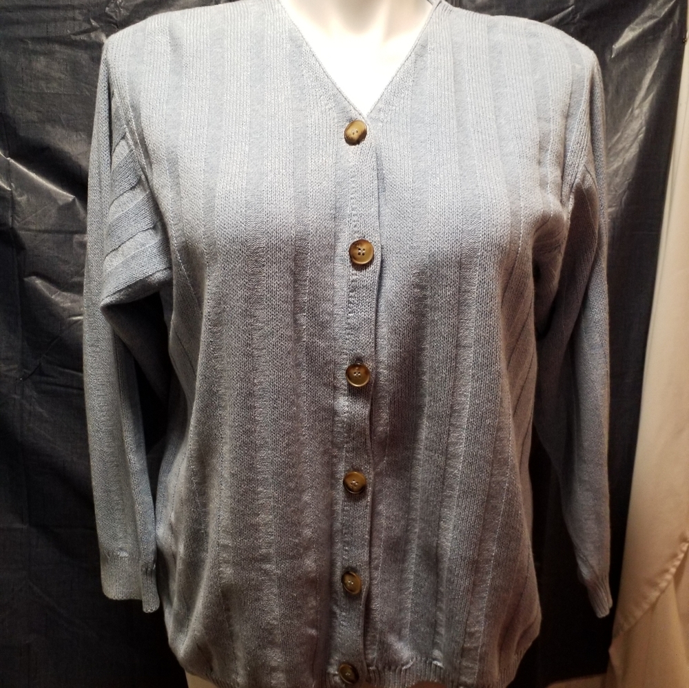 Baby blue front down button sweater